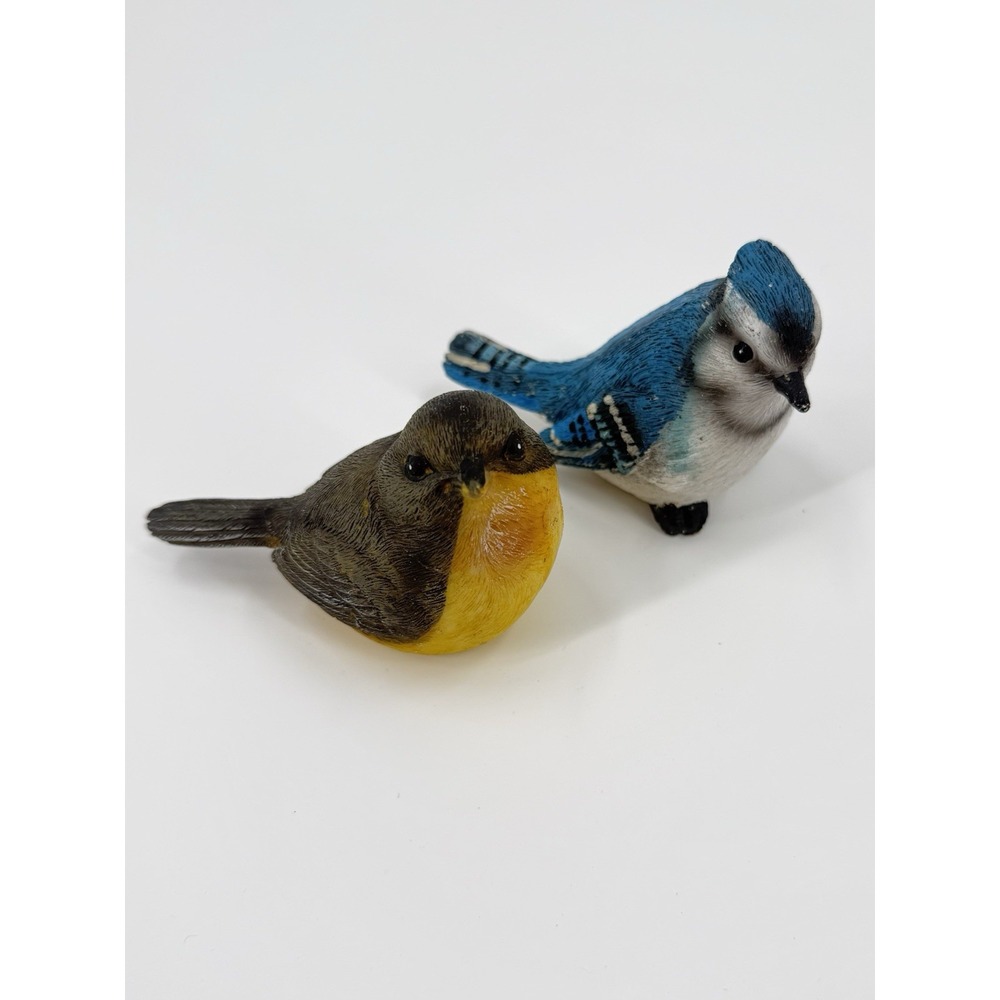 Bluejay & Robin Resin Vintage Decorative Small Birds